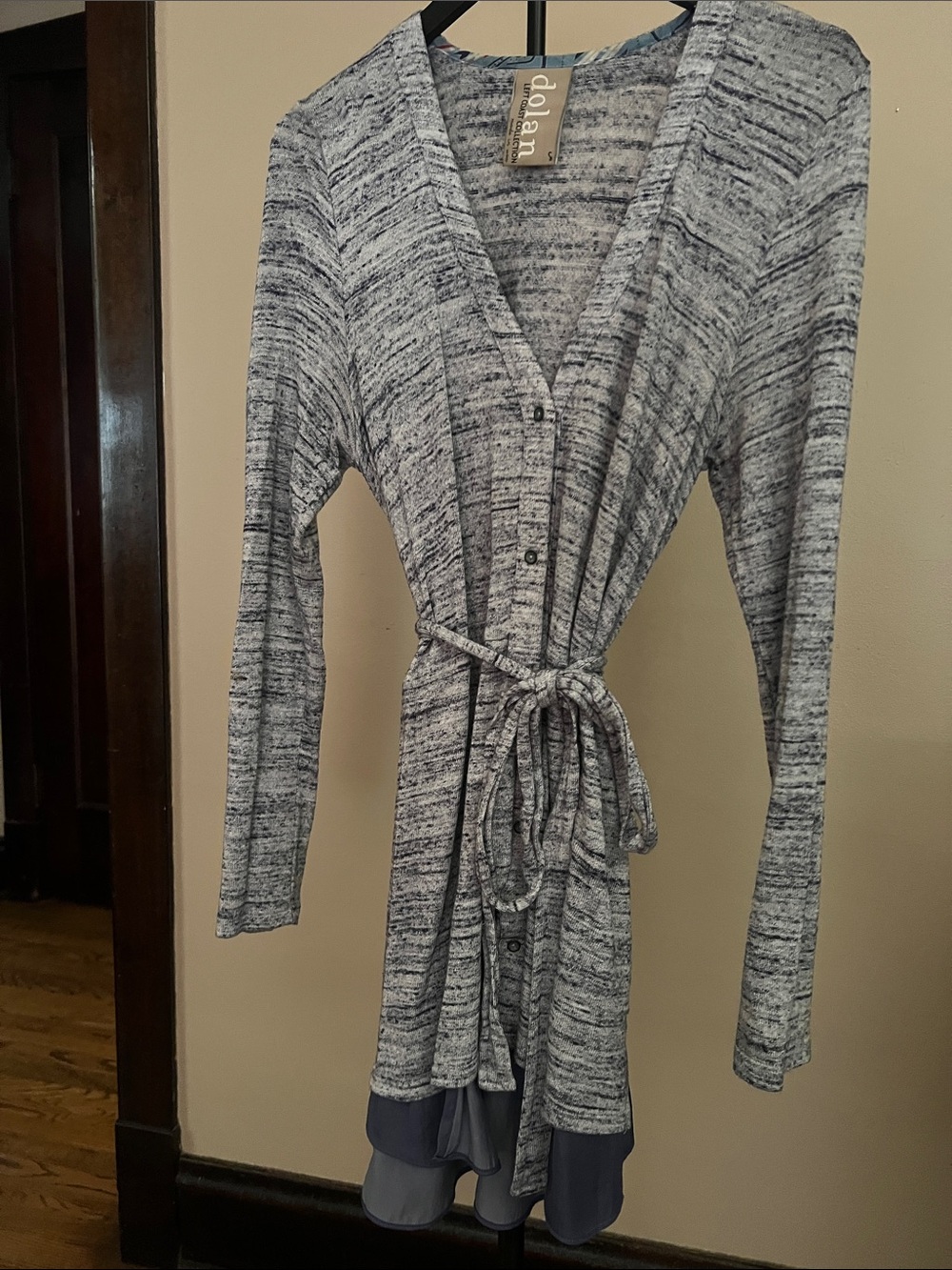 dolan Marled Gray Tie-Waist Long Cardigan